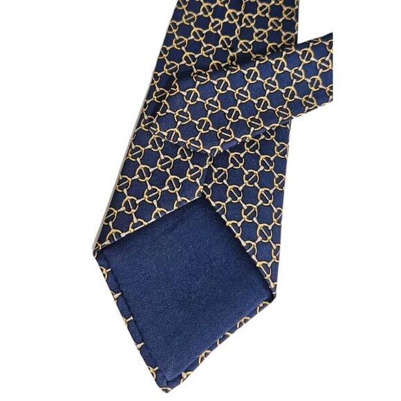 HERMÈS Men's 100% Silk Necktie LUXURY Tie 7059 TA Blue Horse Bit W:3.2" EUC - Picture 4 of 4